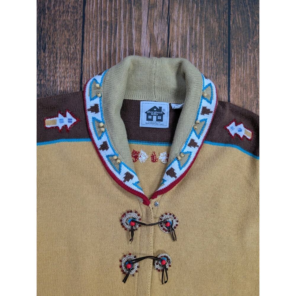 KNITS BY STORYBOOK Womens Native American Southwestern Button Cardigan Large - Picture 2 of 16